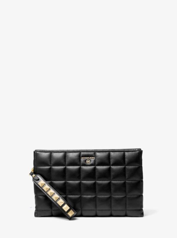 Damske Penazenky Michael Kors Extra-Large Quilted Leather Wristlet Čierne - Doplnky Michael Kors Outlet | RKYBN-5978